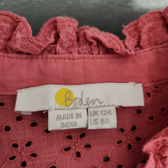 Boden Iris Broderie Ruffle Blouse in Dusty Red - Picture 7 of 11